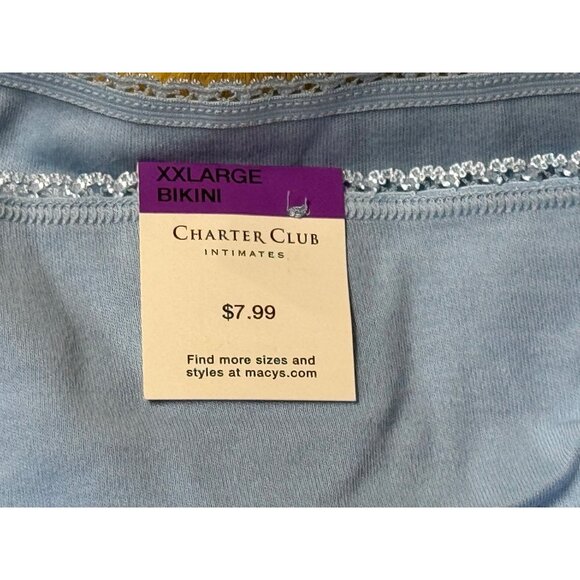 Charter Club Women's Everyday Cotton Bikini Underwear, Airy Blue, Size XXL, NWT - Picture 3 of 4